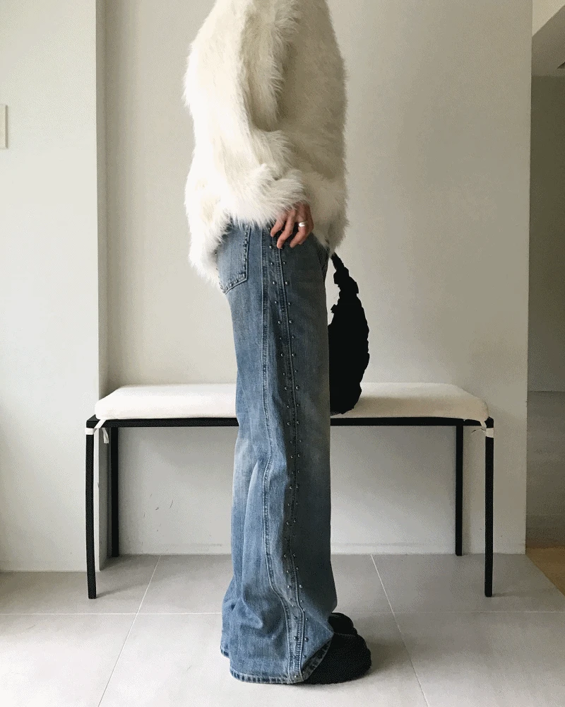 STUD FLARE DENIM PT