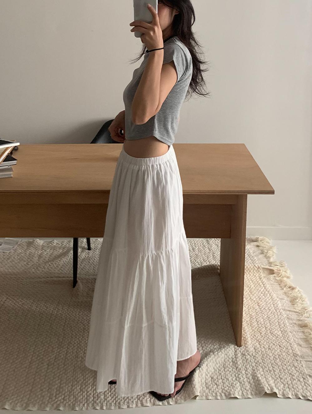 오브이베브 Ann tiered skirt휴양지룩/동남아여행/하객룩/여름/출근룩/티어드스커트/롱스커트/플레어/캉캉