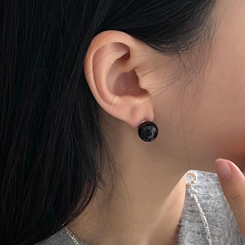 Onyx ball earring 12mm 오닉스 볼 귀걸이