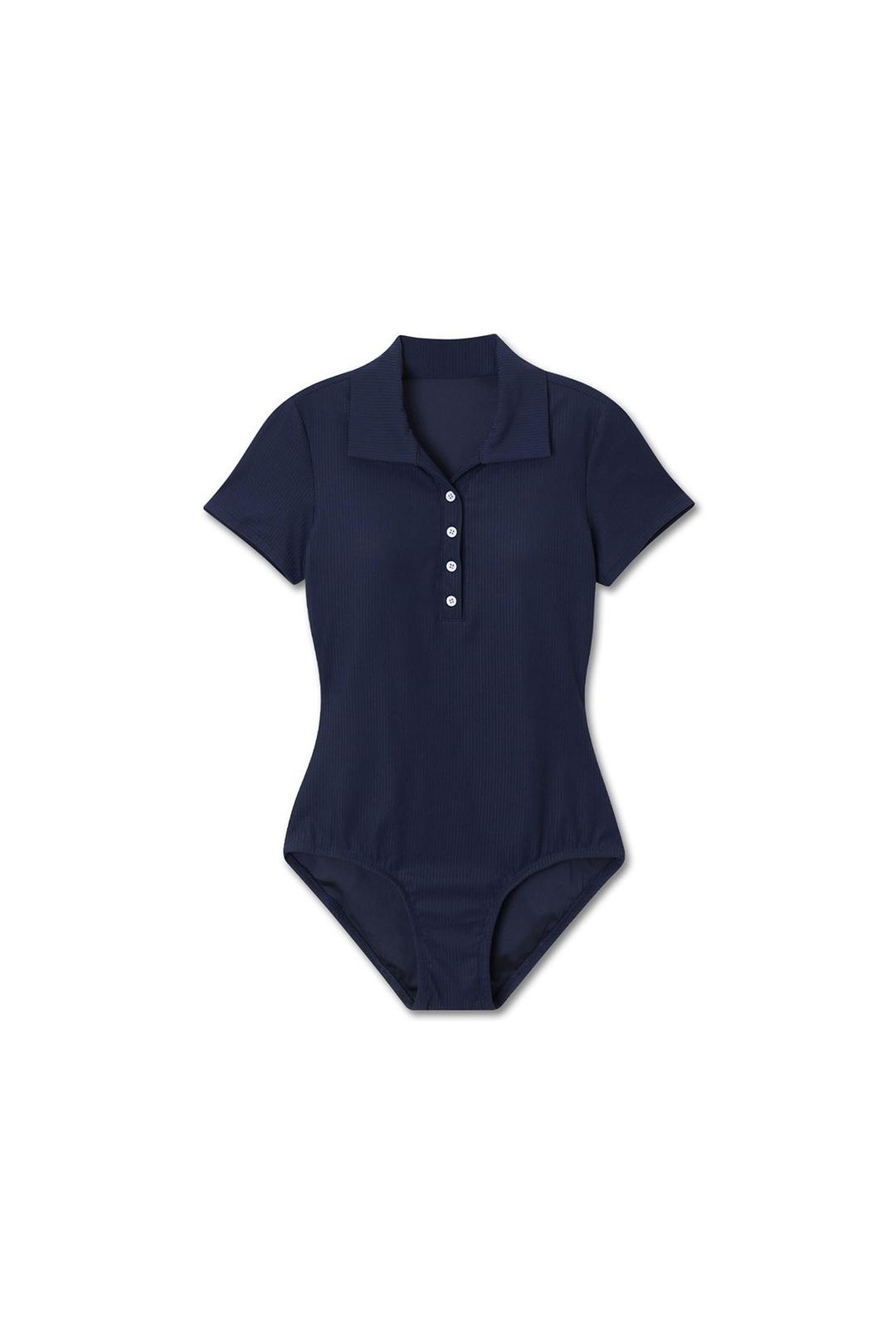 미치코런던 PK RIBBED SWIMSUIT NAVY