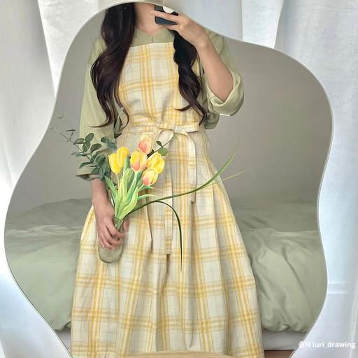 [빅사이즈 가능] 빈티지체크 앞치마 에이프런