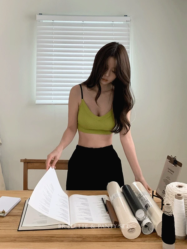 [패드고정][4color] 바닐라 블랙 스트랩 브라렛