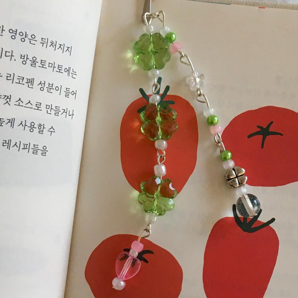 [made] 사랑가득 네잎클로버 비즈 책갈피 북마크