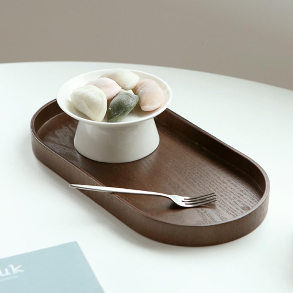 우딘 월넛 타원트레이 소 우드 홈카페 쟁반