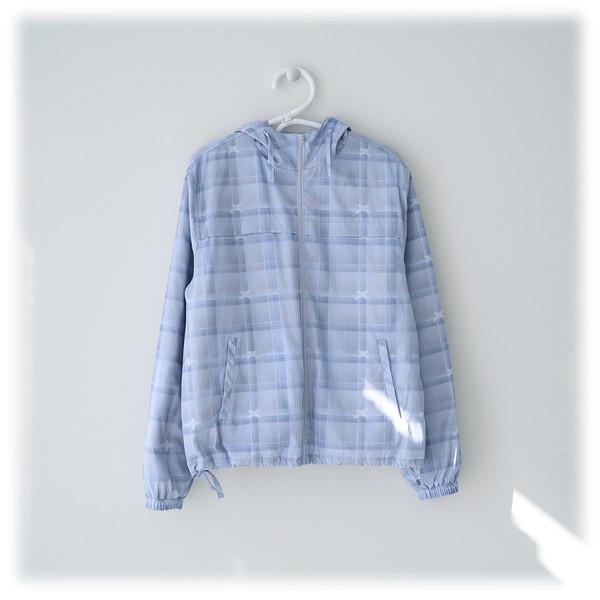 [10월 마지막 주 출고 예정] X+ CHECK PADDED JUMPER (SKY BLUE)