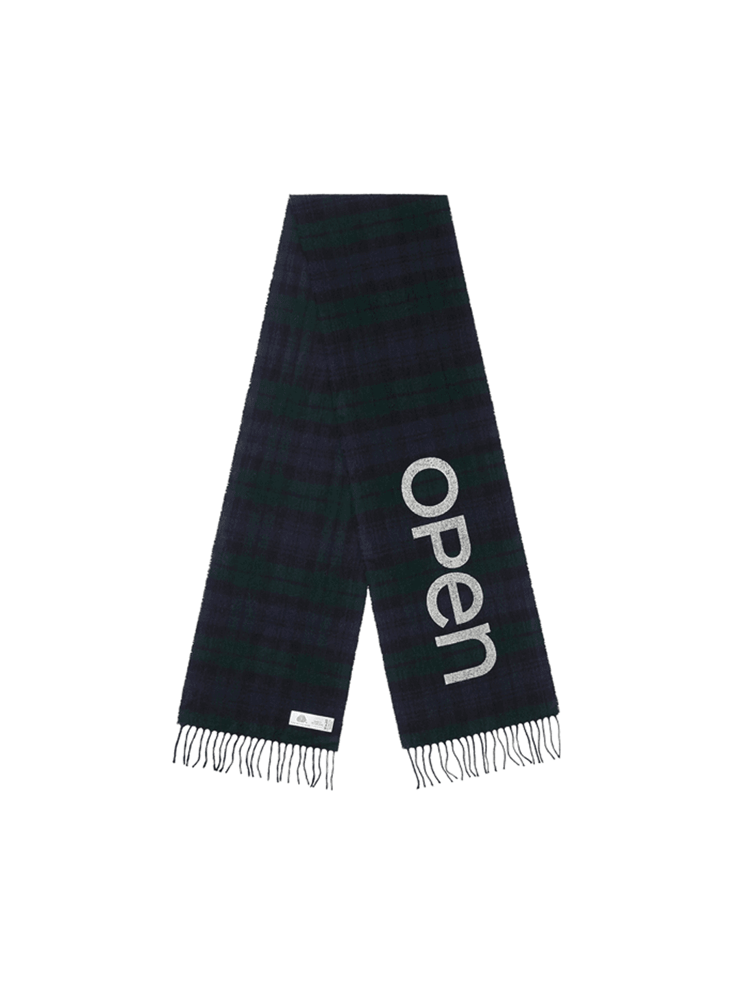 OPEN YY TARTAN WOOL SCARF GREEN