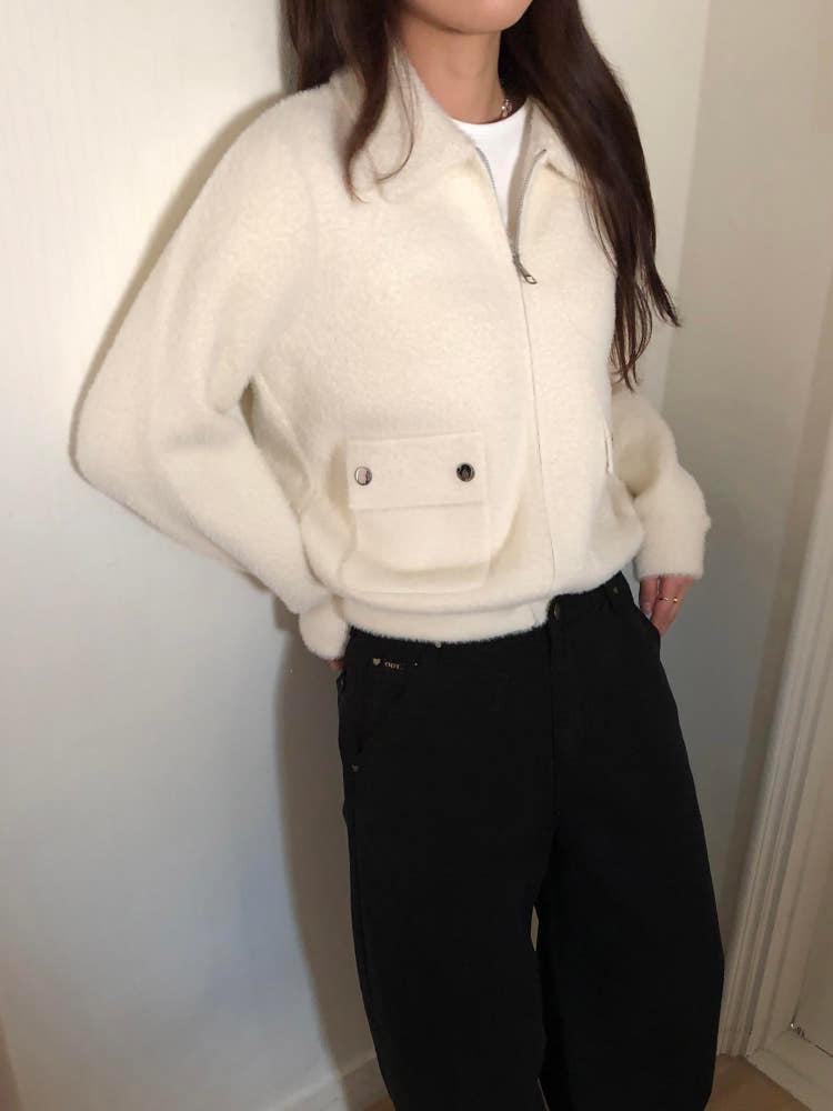 하우 카라 집업 2color