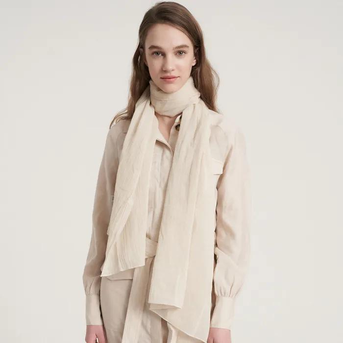 solid linen cotton scarf 4color