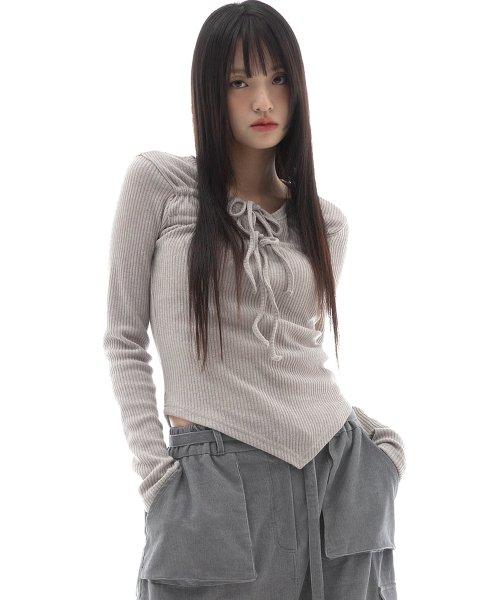NYMPH T-SHIRT IN BEIGE(셔링 린넨 티셔츠)