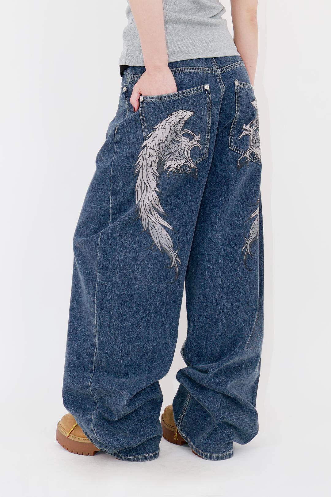 (W) 윙스 데님 와이드 팬츠