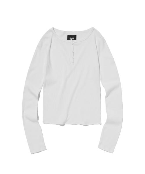 RIBBED HENLEY NECK [WHITE]