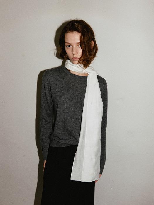 [5th]Creamy Solid half Scarf