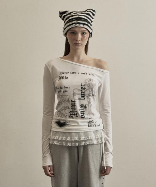 White lover one shoulder long sleeve