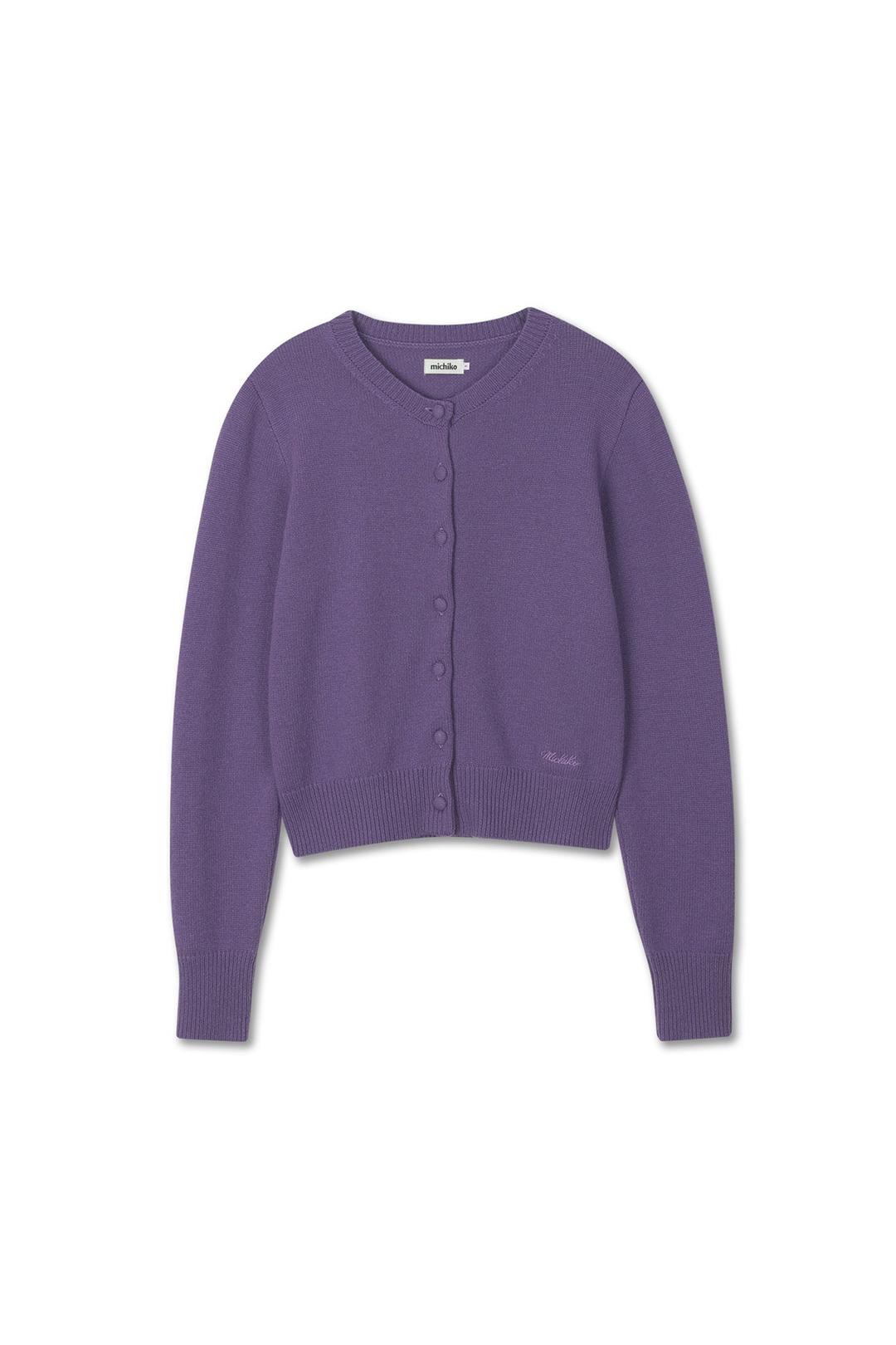 MERINO WOOL KNIT CARDIGAN MUTED PURPLE