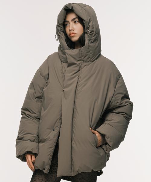 HOOD DOWN PUFFER LIGHT BROWN