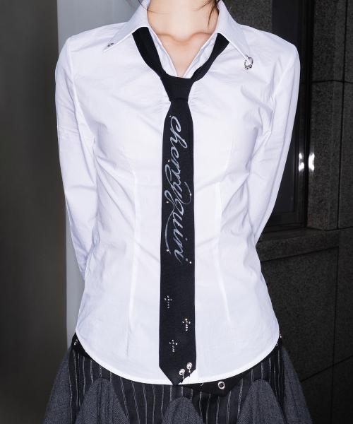 punky lettering tie - black