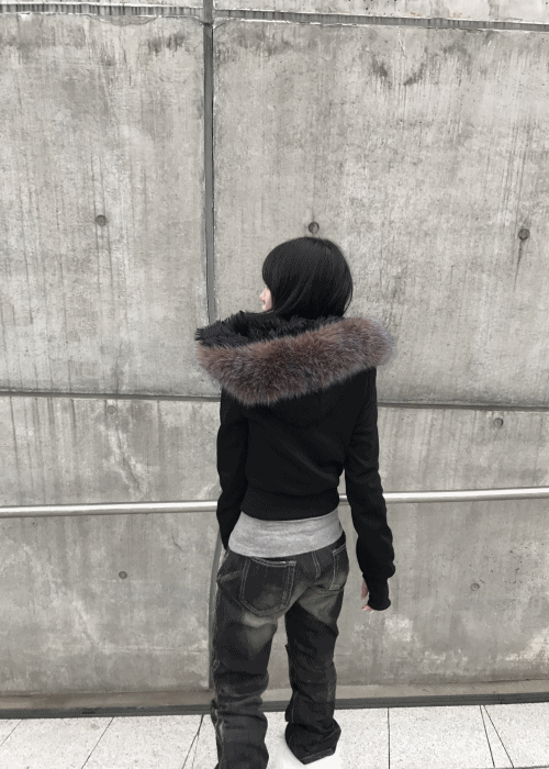 HEAVY WOOL HOODED ZIP-UP