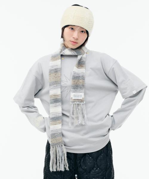 STRIPE FRINGE MUFFLER [GREY]