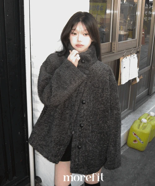 [왕도톰,따듯🐻] 헤일로 뽀글 양털 덤블 퍼 버튼 하이넥 하프 무스탕 자켓 코트 4colors