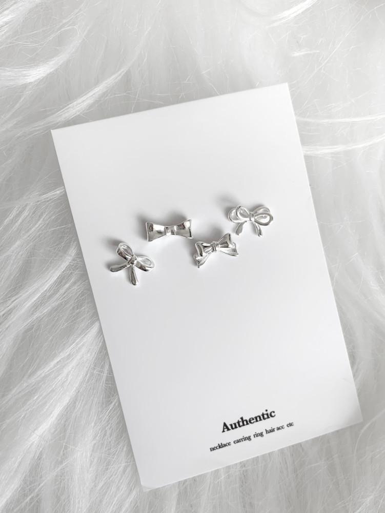 (어센틱/ silver925) mini ribbon earring 실버리본귀걸이 리본귀걸이