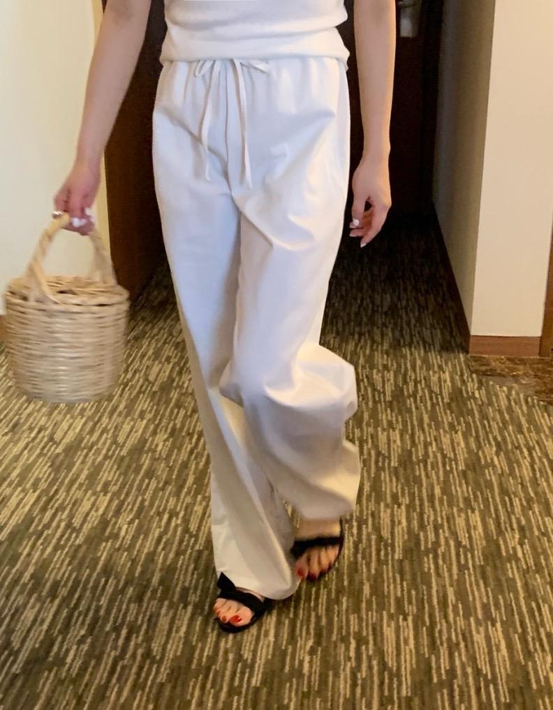 나우어데이즈 (재진행) miel 미엘 시몬 팬츠 일자 밴딩 스트링 썸머 데일리 바지