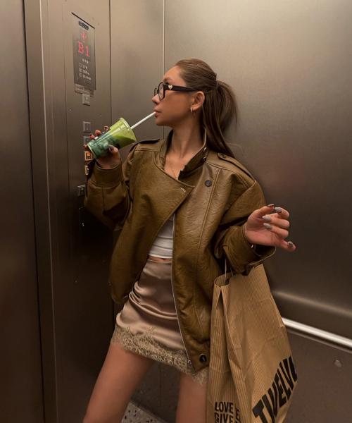 Mood Leather Jumper [CAMEL]