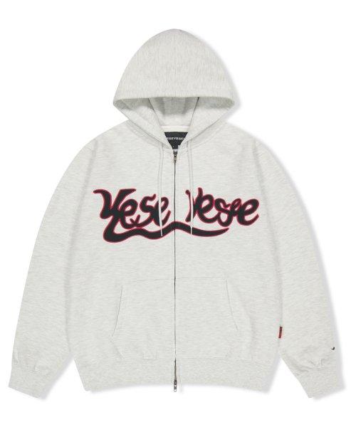 Y.E.S Snail Logo Zip-up Hoodie Light Grey