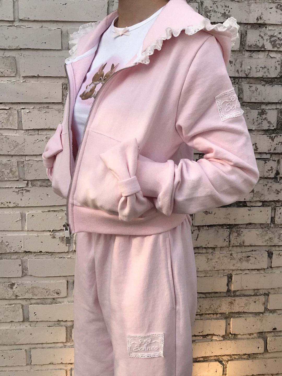 CREAMY HOOD ZIP UP - STRAWBERRY MARSHMELLOW