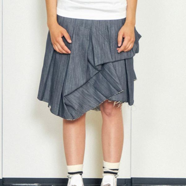 24 unbalanced pleats skirts - navy