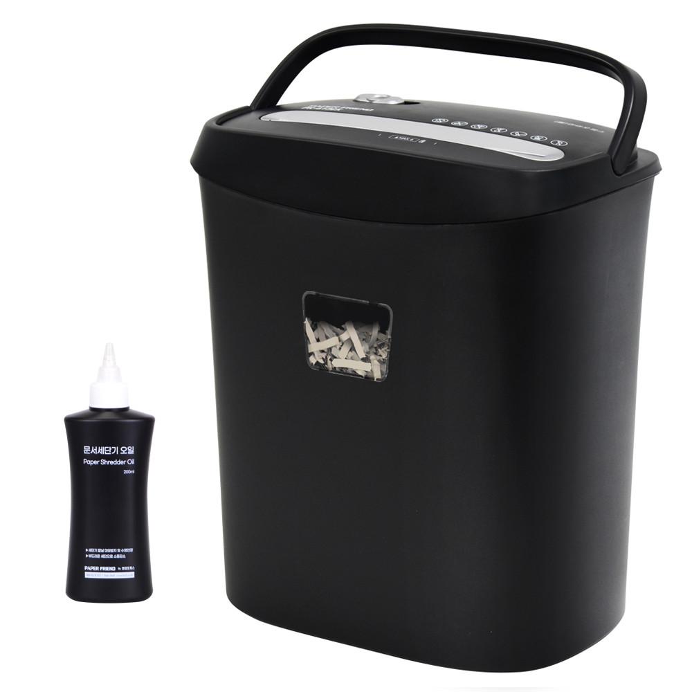 현대오피스 페이퍼프랜드 소형 문서세단기 PK-613CX[블랙] + 세단기오일/  6매 15L 종이분쇄기 가정용