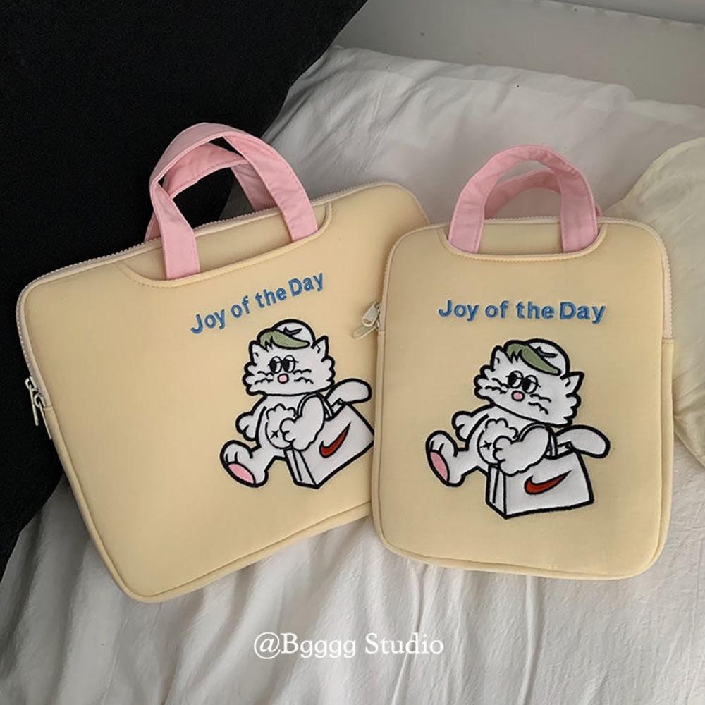 루스빈 귀여운 고양이 로고 손잡이 노트북 가방 맥북 파우치 11인치 14인치 15.6인치