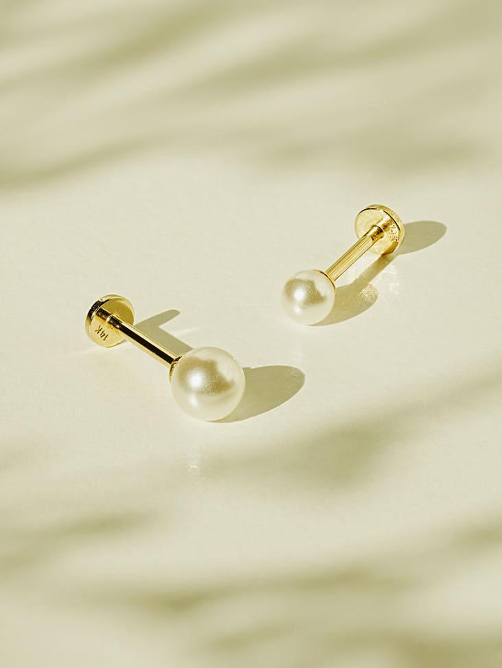 14K 인터널 베이직 진주 라블렛 피어싱 귀걸이
