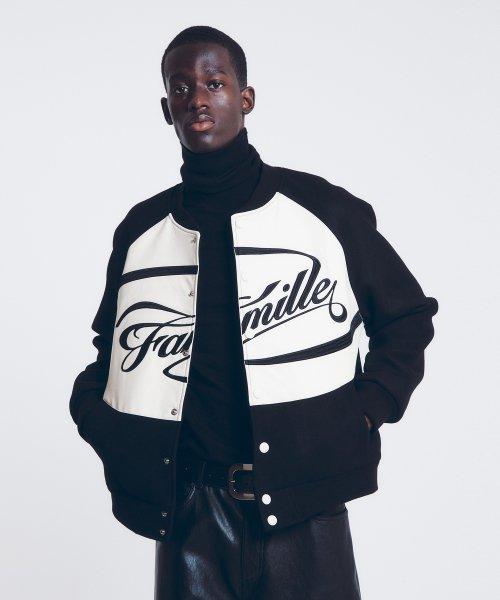 자수 로고 바시티 자켓 블랙