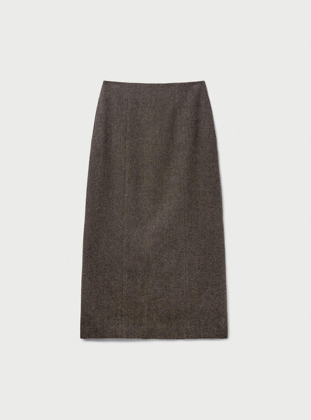 HERRINGBONE WOOL SKIRT