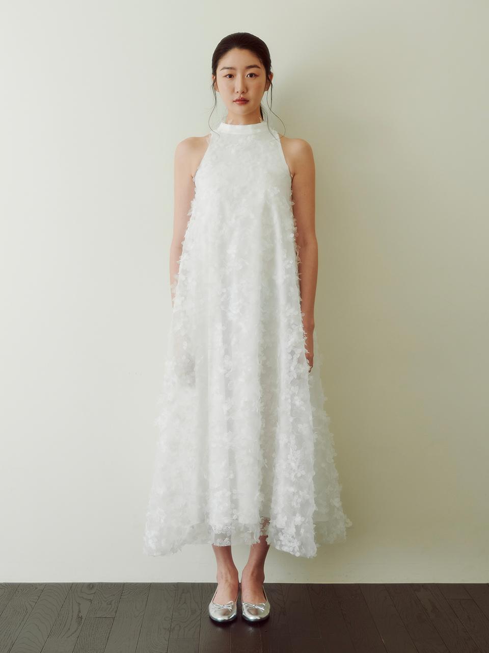 브라이덜 엔젤 폴른 홀터넥 드레스_화이트