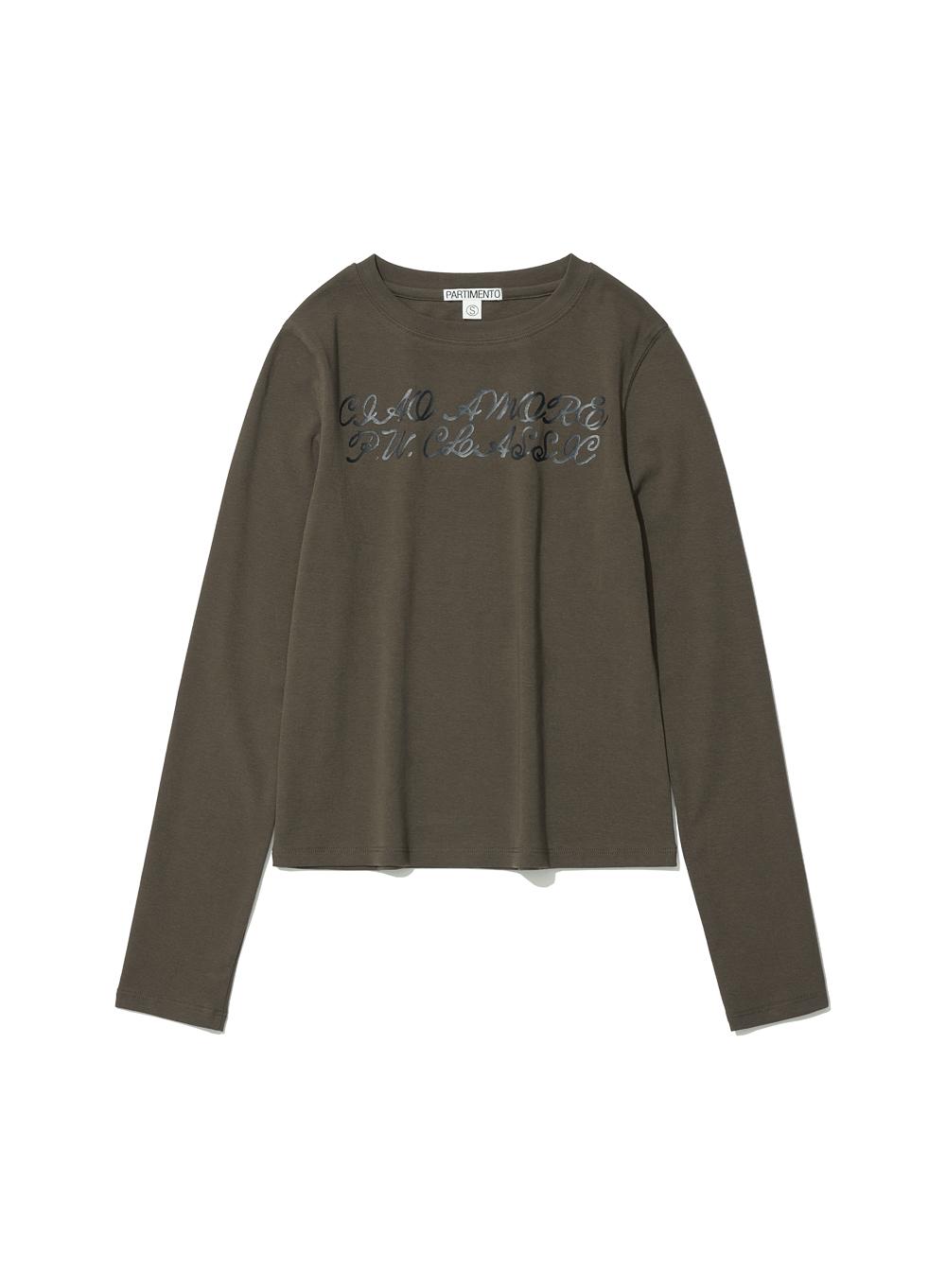 [WOMEN] 93 STUDDED PRINTED LONG SLEEVE TEE_BROWN