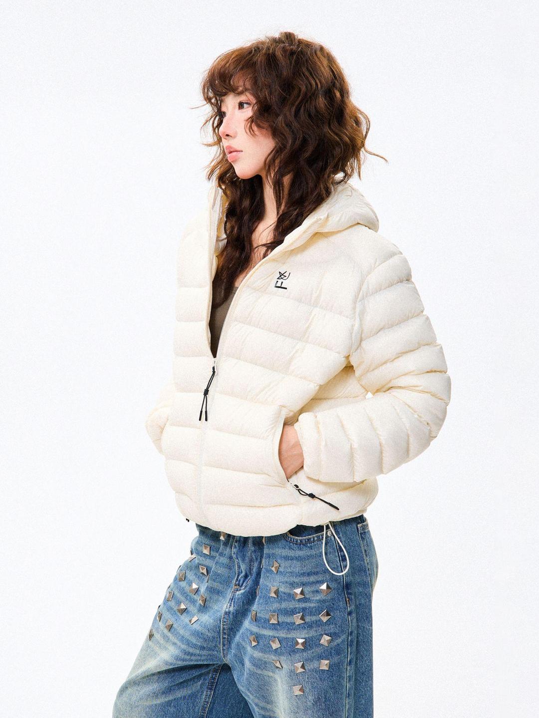 여성 겨울용 테프론 오리털 경량 보온 기본 패딩 아우터