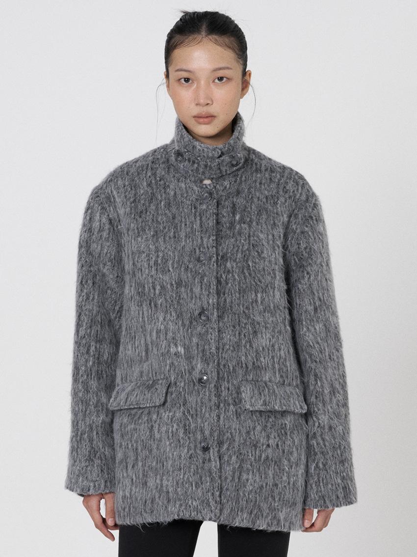 Hairy fur half coat - Grey (2oz 누빔안감)