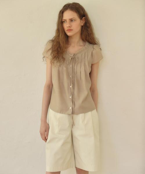 CHIFFON TIE BLOUSE [ BEIGE ]