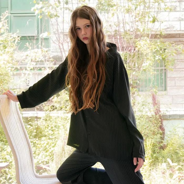 [uni] 누아르 실크스킨 커플 긴팔 잠옷 상하세트