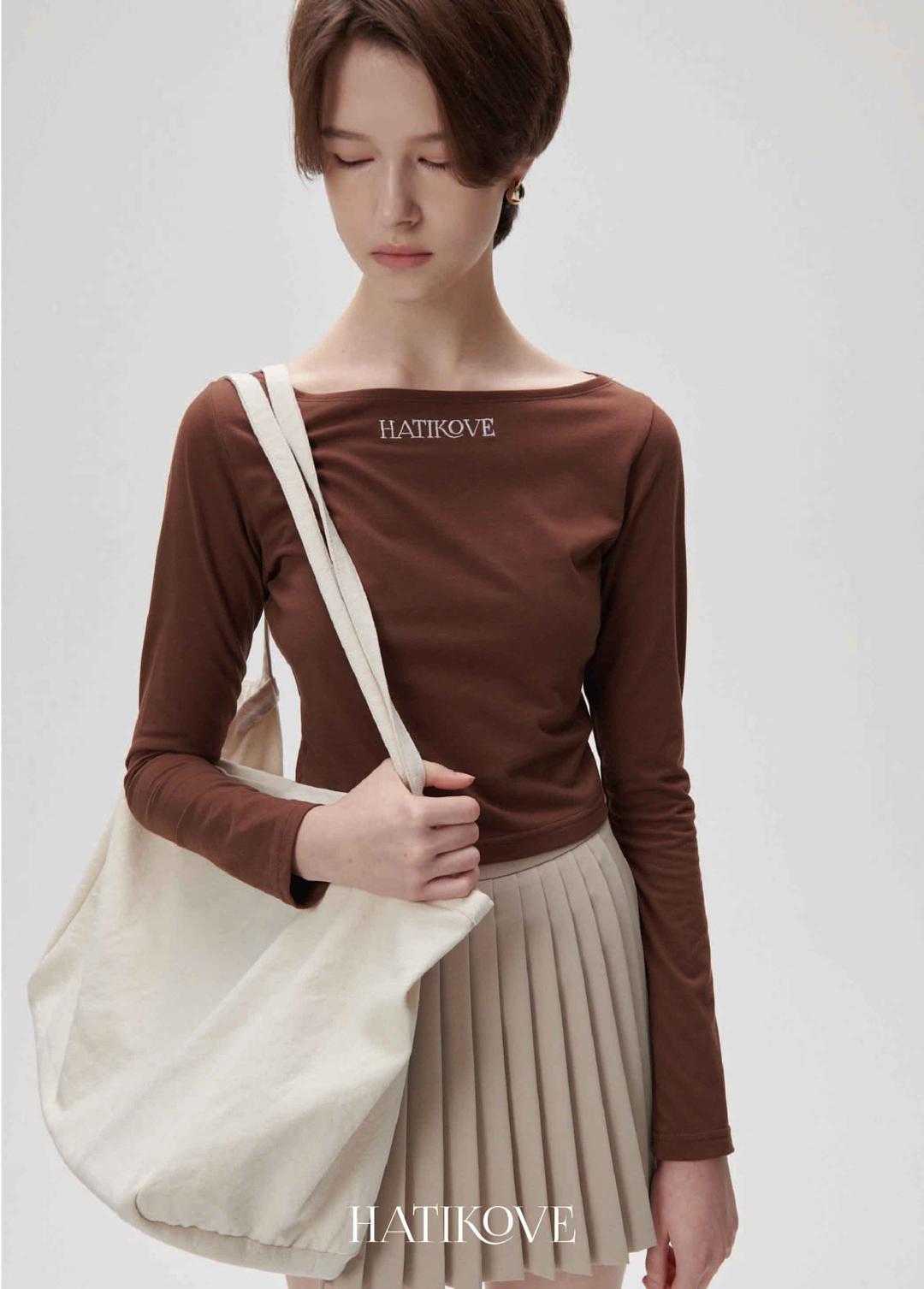 T-SHIRT03_ Logo long sleeve baby t-shirts(chocolate)