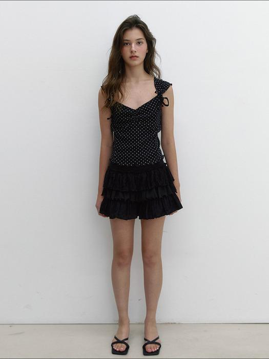 LACE JERSEY CANCAN SKIRT (BLACK)