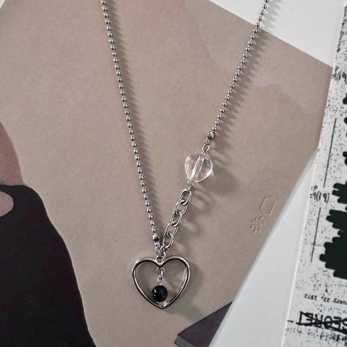 *made* 언발 하트 키치 롱 목걸이 써지컬스틸 원석 군번줄