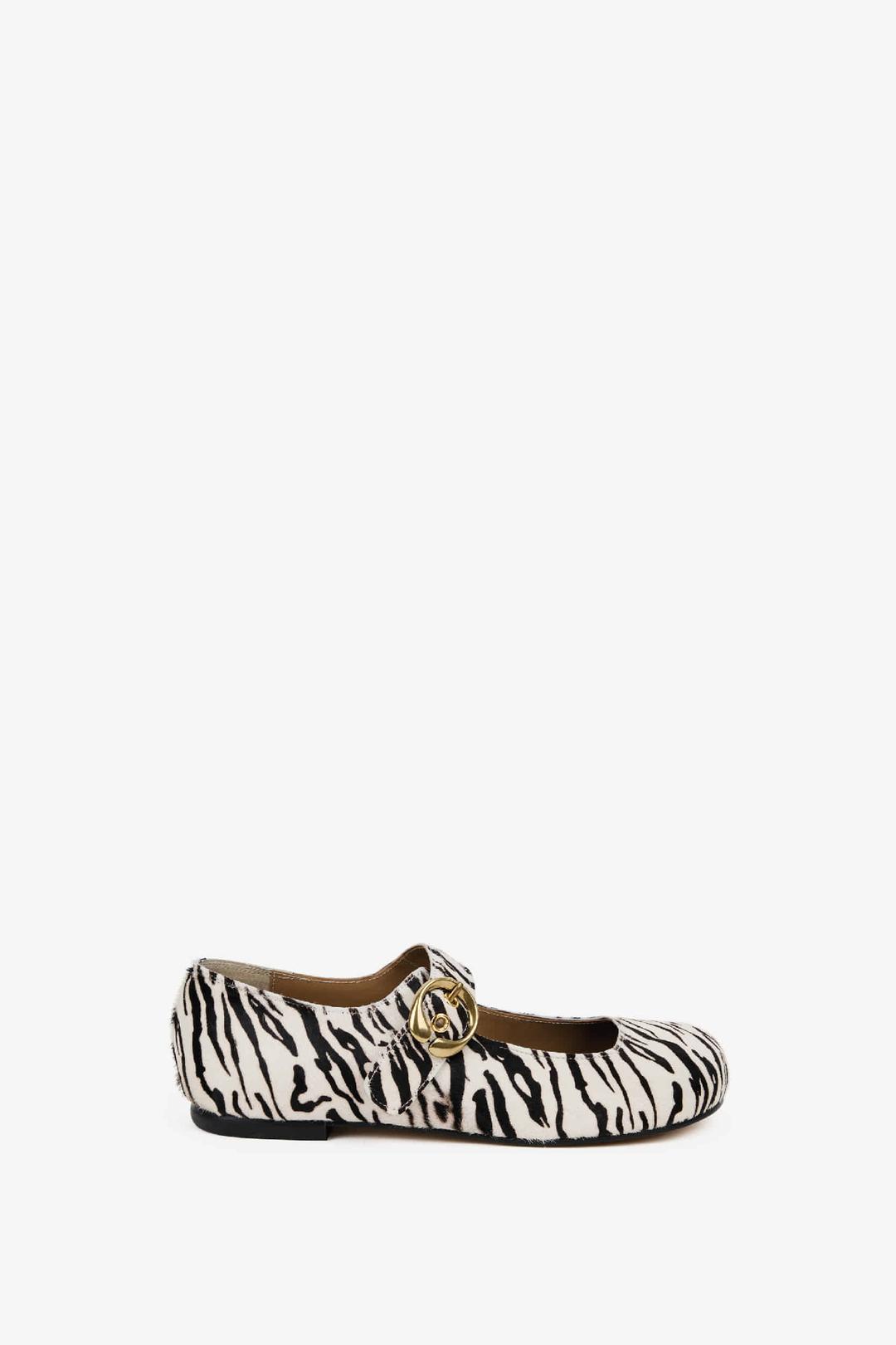 10mm Sage Buckle Mary Jane Flats (Zebra)