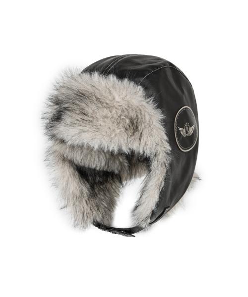 Biker Leather Earflap Hat (Black)