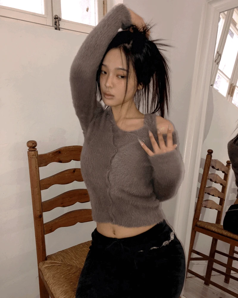 [나시+가디건SET💗] 오민 앙고라 슬림핏 나시 가디건