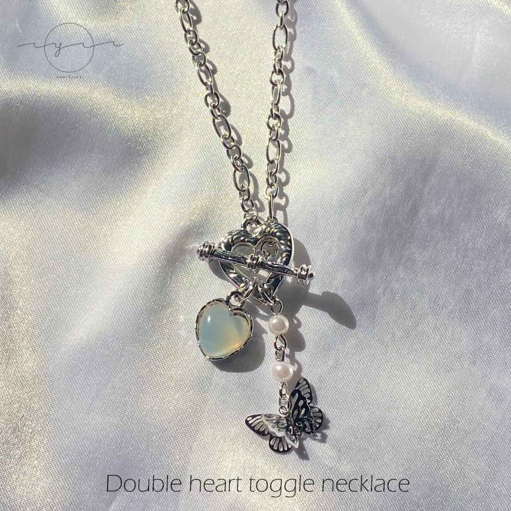 [Best] 더블 하트 토글바 목걸이 (써지컬스틸 체인)