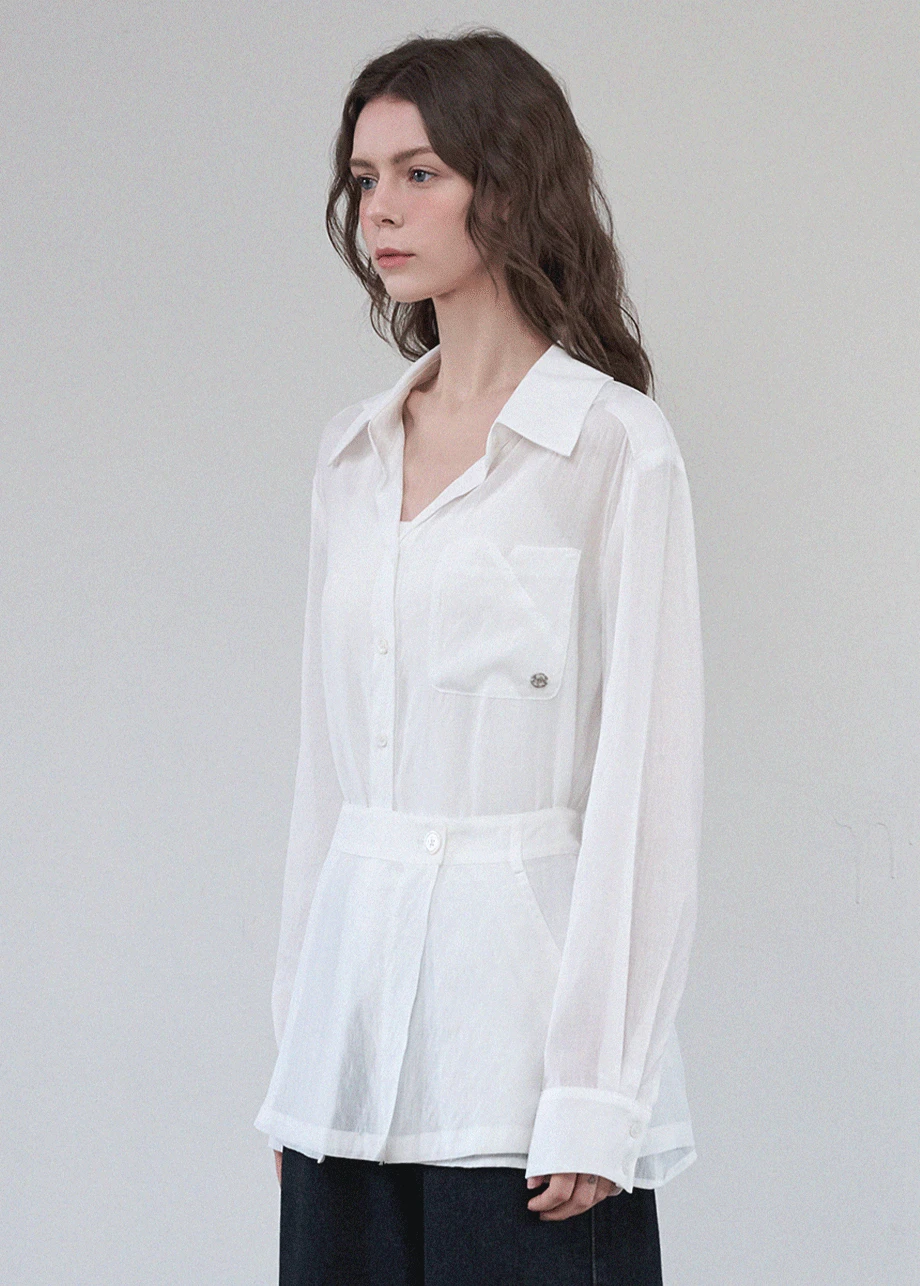 [44-120]  Eulalie See-Through Shirt-Skirt Setup 