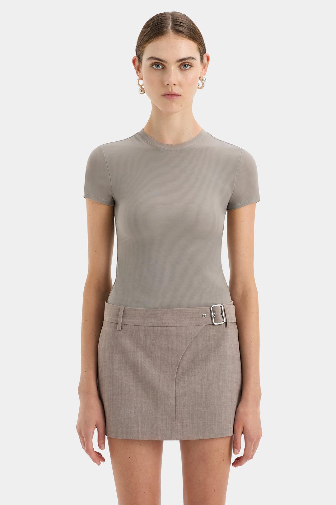 Leonardo Belted Mini Skirt - TAUPE / 0