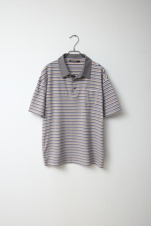 Stripe Polo Tee Grey